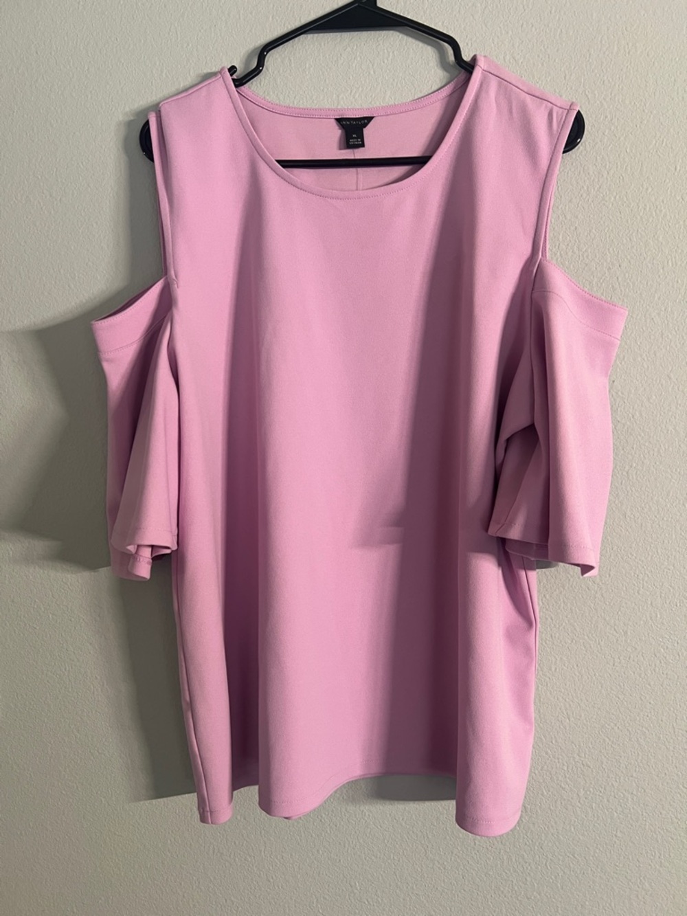 Ann Taylor Cold-Shoulder Blouse in Light Pink